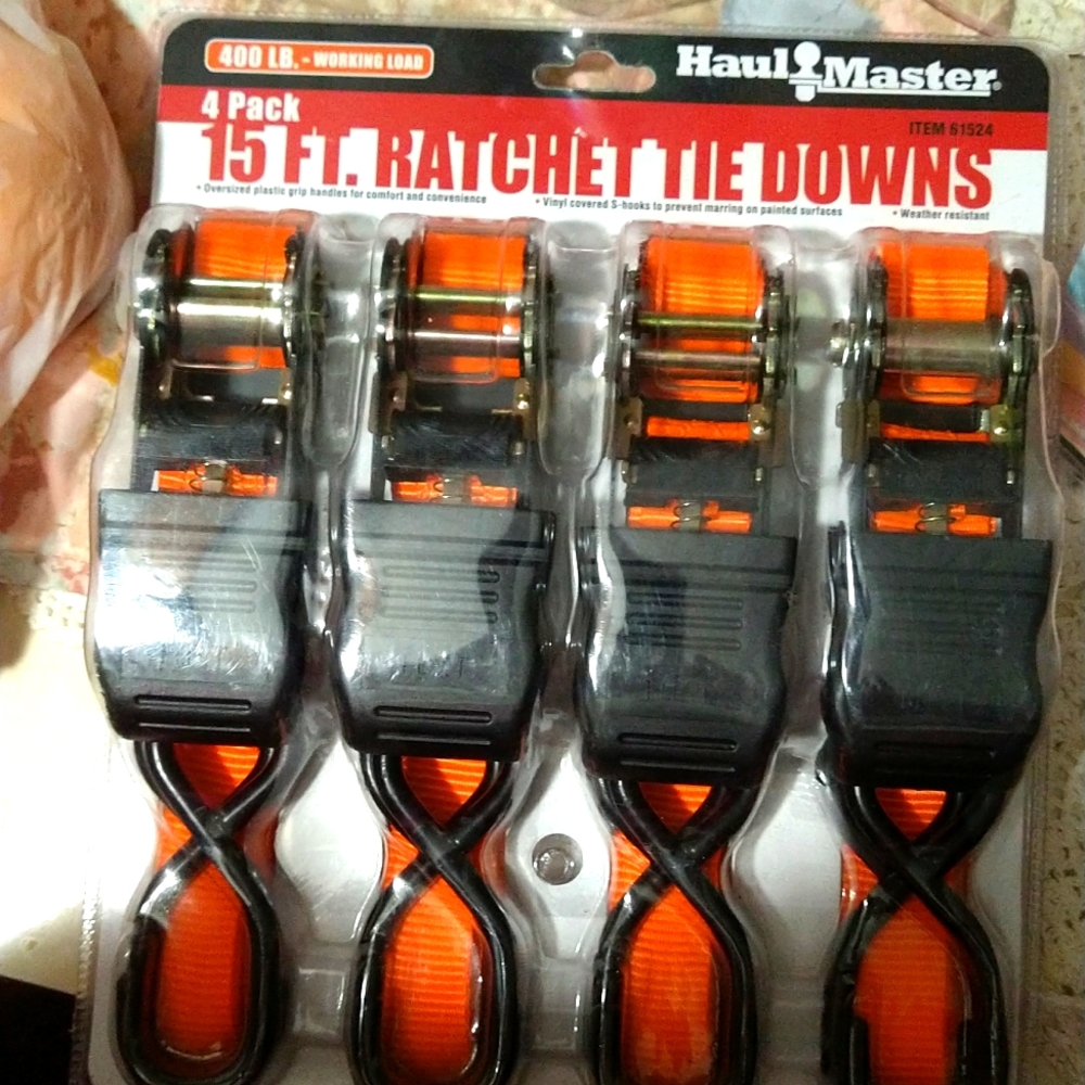 Ratchet Tie Downs, set of 4, 400 pound working load